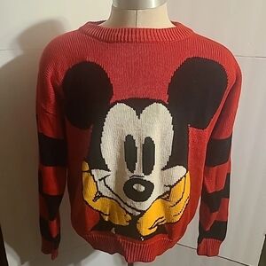MICKEY & CO. VTG 90S BIG FACE ACRYLIC L SWEATER DISNEY MOUSE CREWNECK